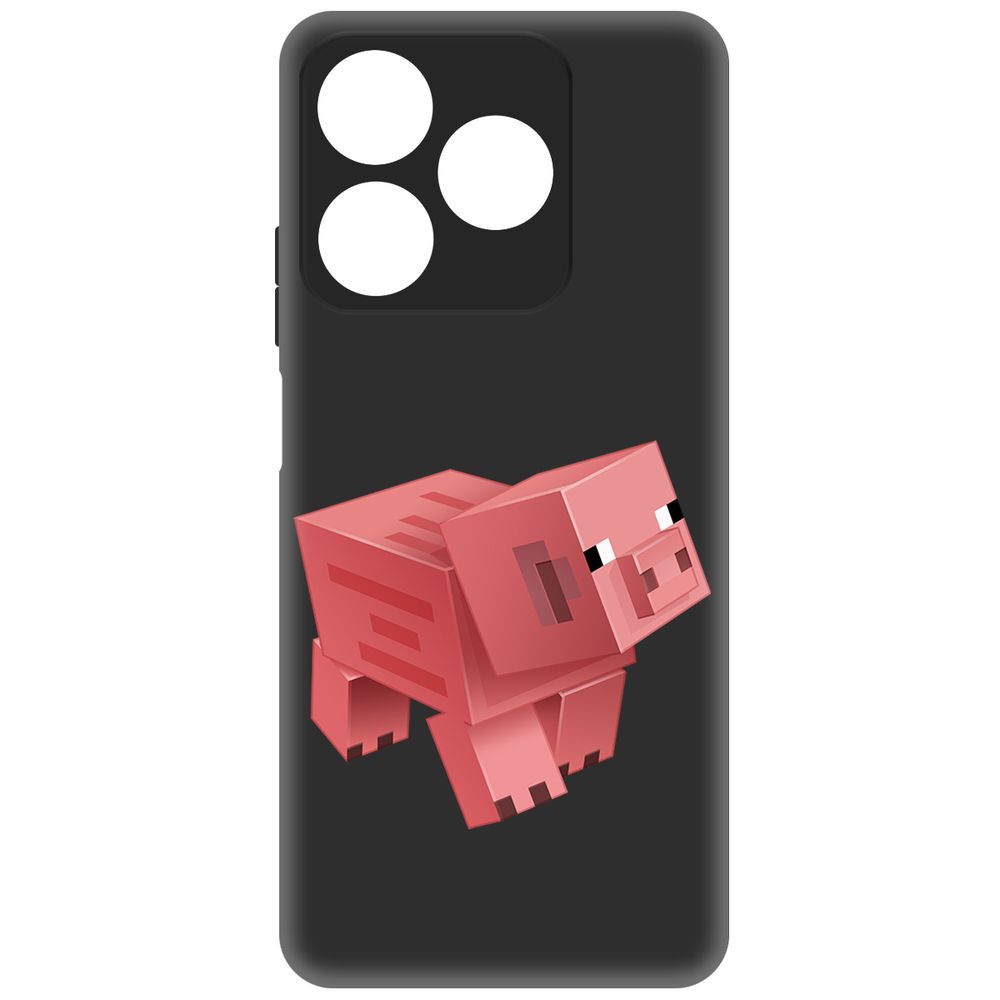 

Чехол-накладка Krutoff Soft Case Minecraft-Свинка для Realme C61 черный