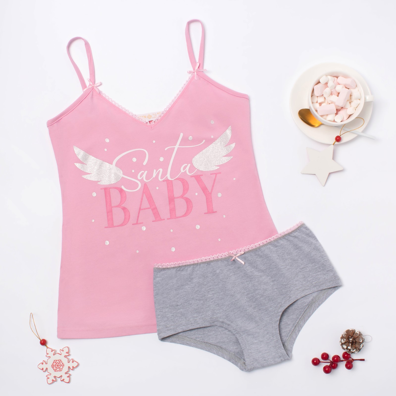 

Пижама женская KAFTAN Santa Baby розовая 48, Santa Baby