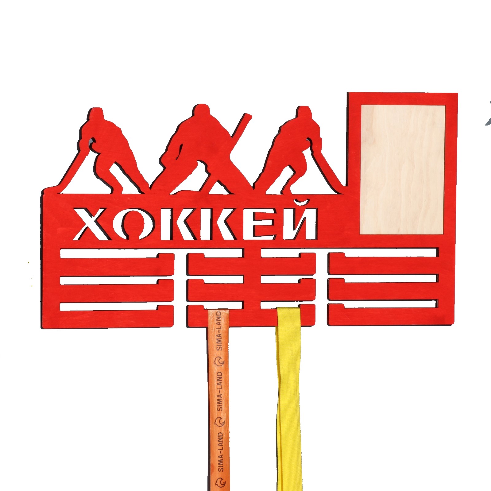 

Медальница с фото "Хоккей" красный цвет, 47х27,5 см, Хоккей