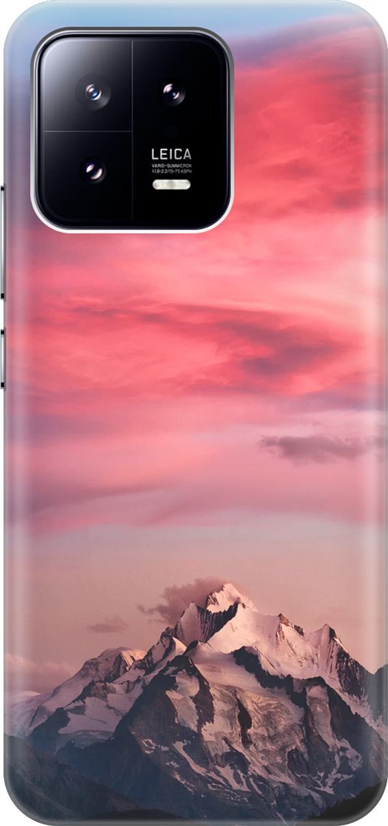 

Силиконовый чехол на Xiaomi 13 с принтом "Горы и небо", Коричневый;розовый, 159010