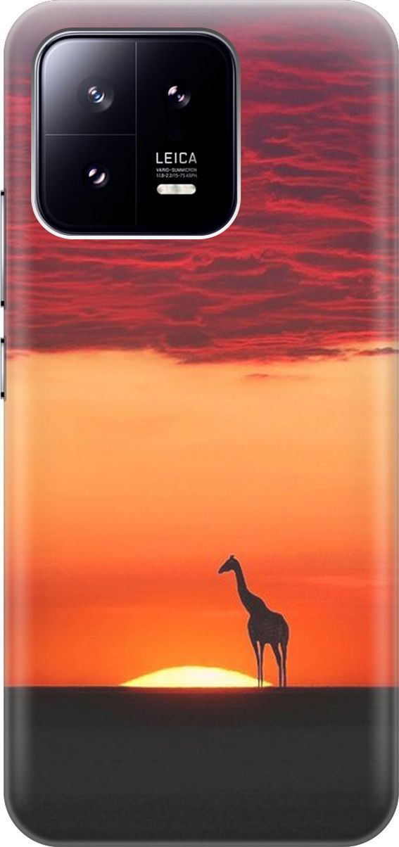 

Силиконовый чехол на Xiaomi 13 с принтом "Закатный жираф", Оранжевый;розовый, 159007