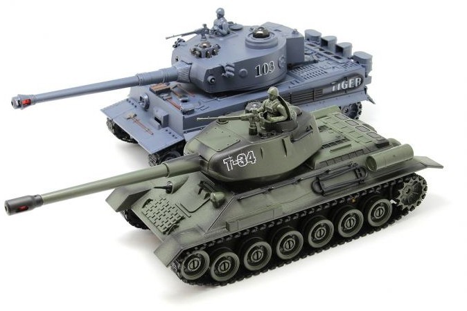 Радиоуправляемый танковый бой Русский Т34 и Немецкий TIGER 2.4G - ZEG-99824 ведущая звездочка 2 шт и ленивец 2 шт для танка tiger металл ранняя версия