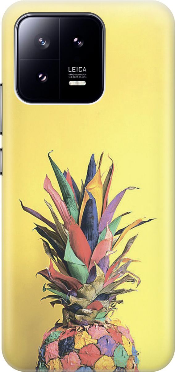 

Силиконовый чехол на Xiaomi 13 с принтом "Ананас на желтом", Желтый;синий, 159002