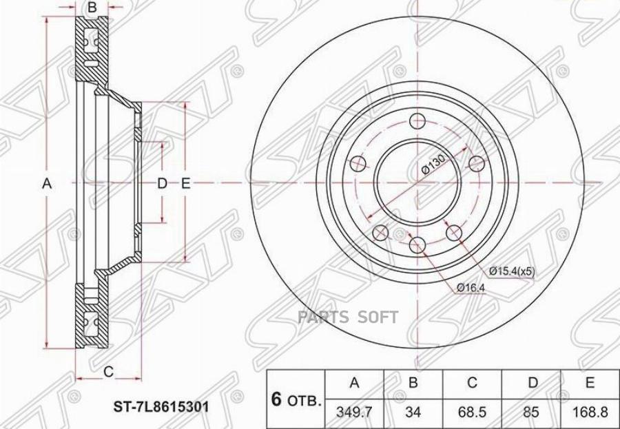 

SAT Диск тормозной перед левый AUDI Q7 06-/PORSCHE CAYENNE 02-/VW TOUAREG 02-