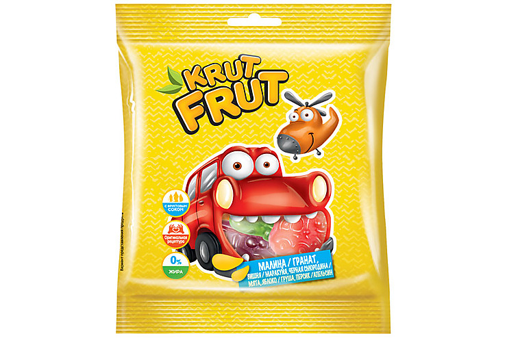 «KrutFrut», мармелад жевательный в форме машинок, 30 г