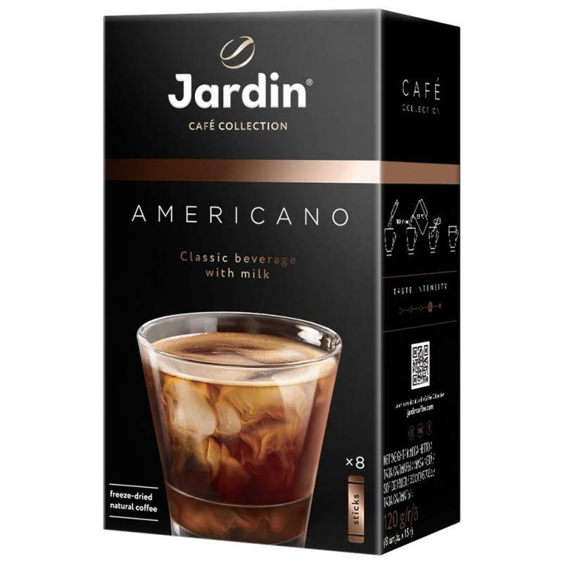 

Кофе растворимый Jardin Americano, 3в1, порошкообразный, порционный, 8 пакетиков* 15г