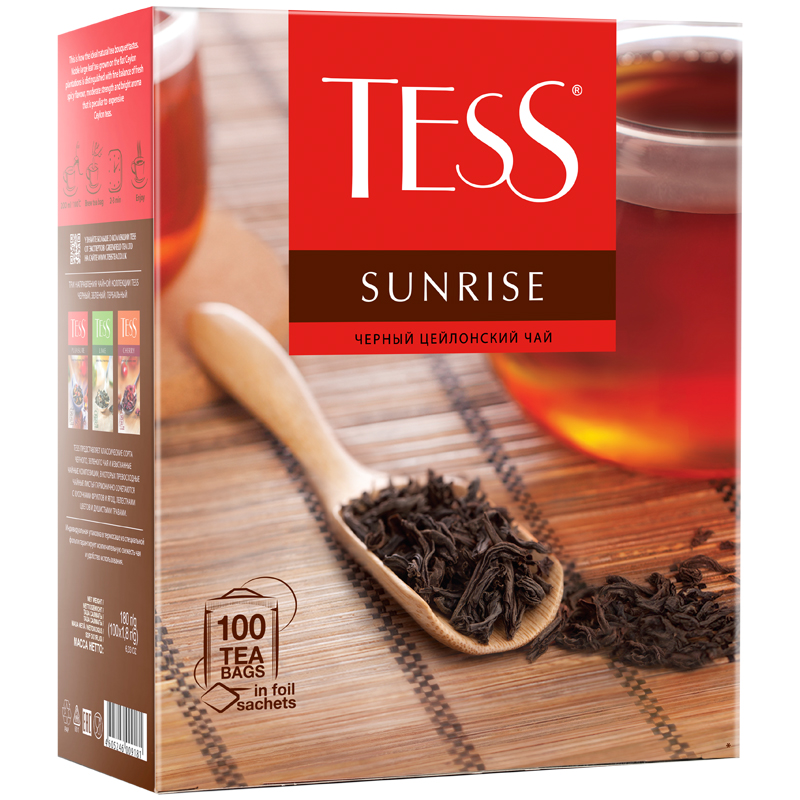 

Чай Tess "Sunrise", черный, 100 фольг. пакетиков по 1,8г