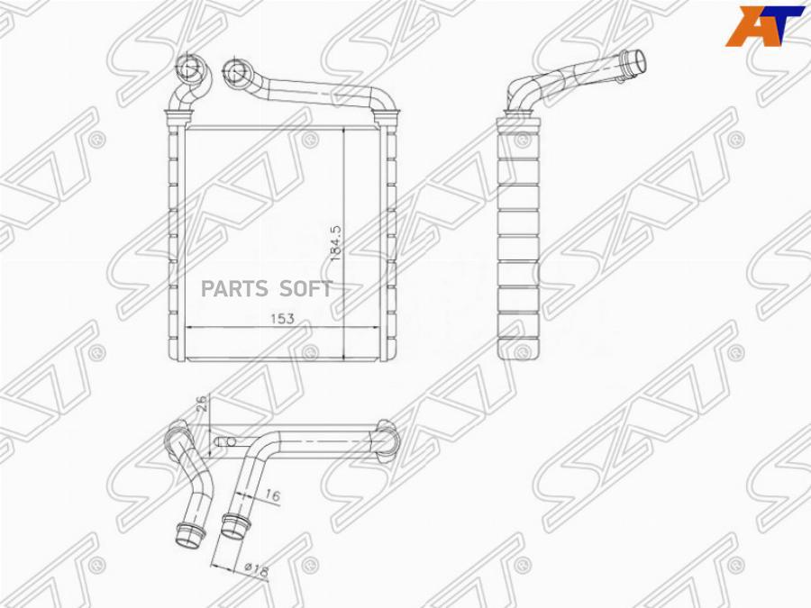 SAT Радиатор отопителя салона SKODA SUPERB/YETI 08-/VOLKSWAGEN GOLF 03-/PASSAT 05-/TIGUAN