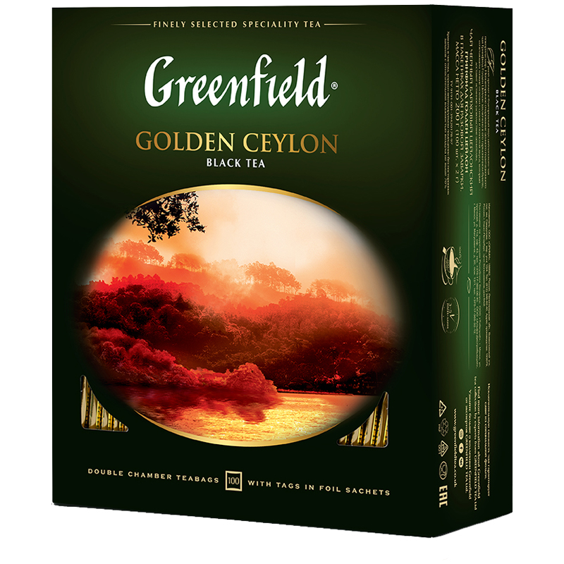 

Чай Greenfield "Golden Ceylon", черный, 100 фольг. пакетиков по 2г