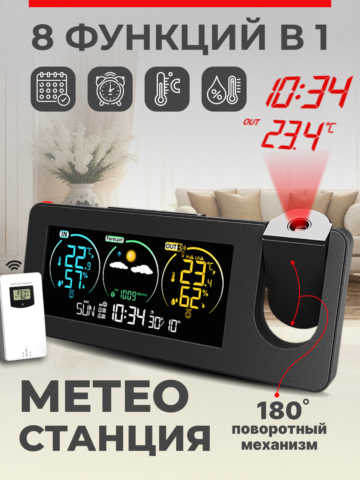 Метеостанция с беспроводным датчиком уличная серый 479500₽