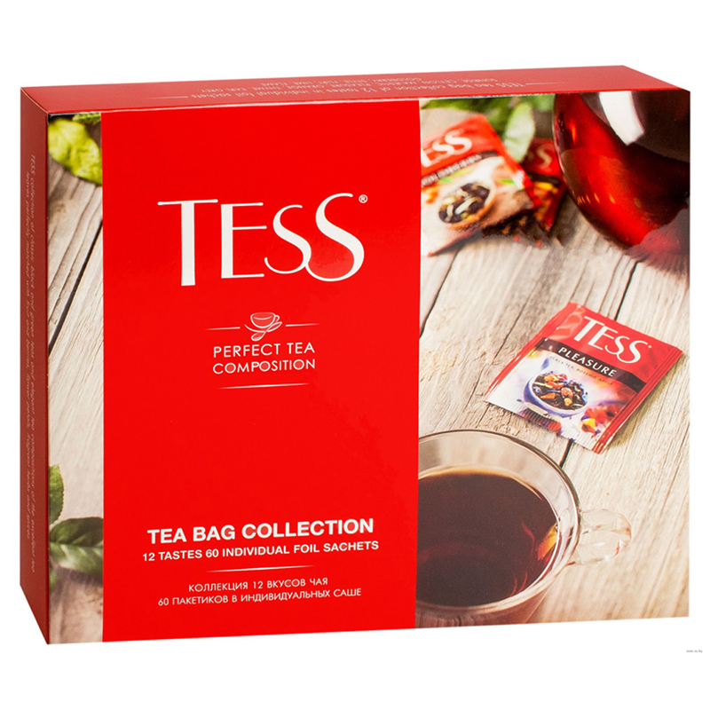 

Подарочный набор чая Tess "Tea bag collection", 12 видов, 60 пакетиков, картонная коробка