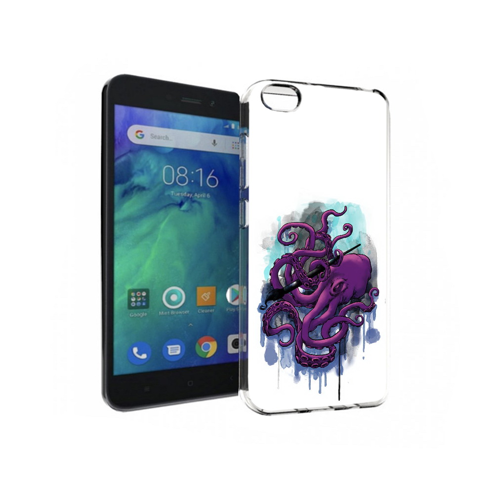 

Чехол MyPads Tocco для Xiaomi Redmi Go фиолетовый осьминог, Прозрачный, Tocco