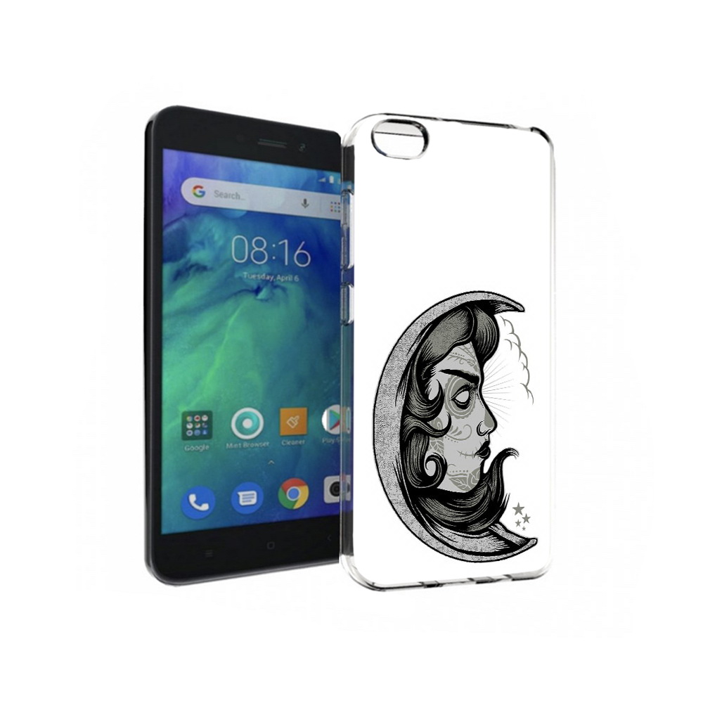 

Чехол MyPads Tocco для Xiaomi Redmi Go черно белая луна с лицом, Прозрачный, Tocco
