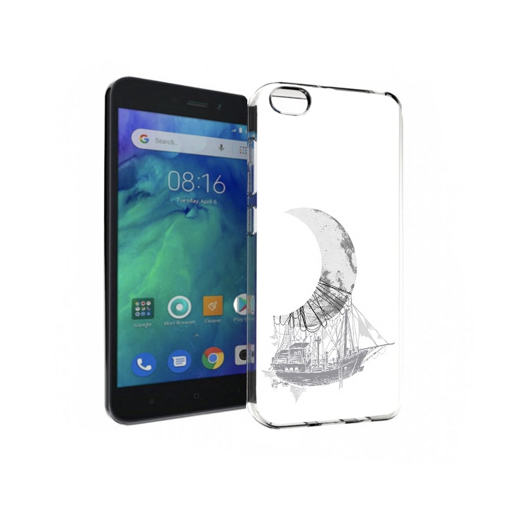 

Чехол MyPads Tocco для Xiaomi Redmi Go черно белый корабль полумесяц, Прозрачный, Tocco