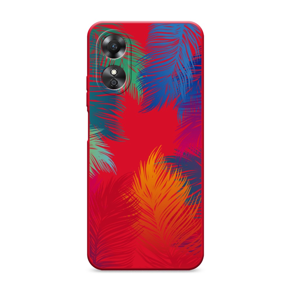 

Чехол Awog на Oppo A17 "Рамка из перьев", Красный, 2512053-1