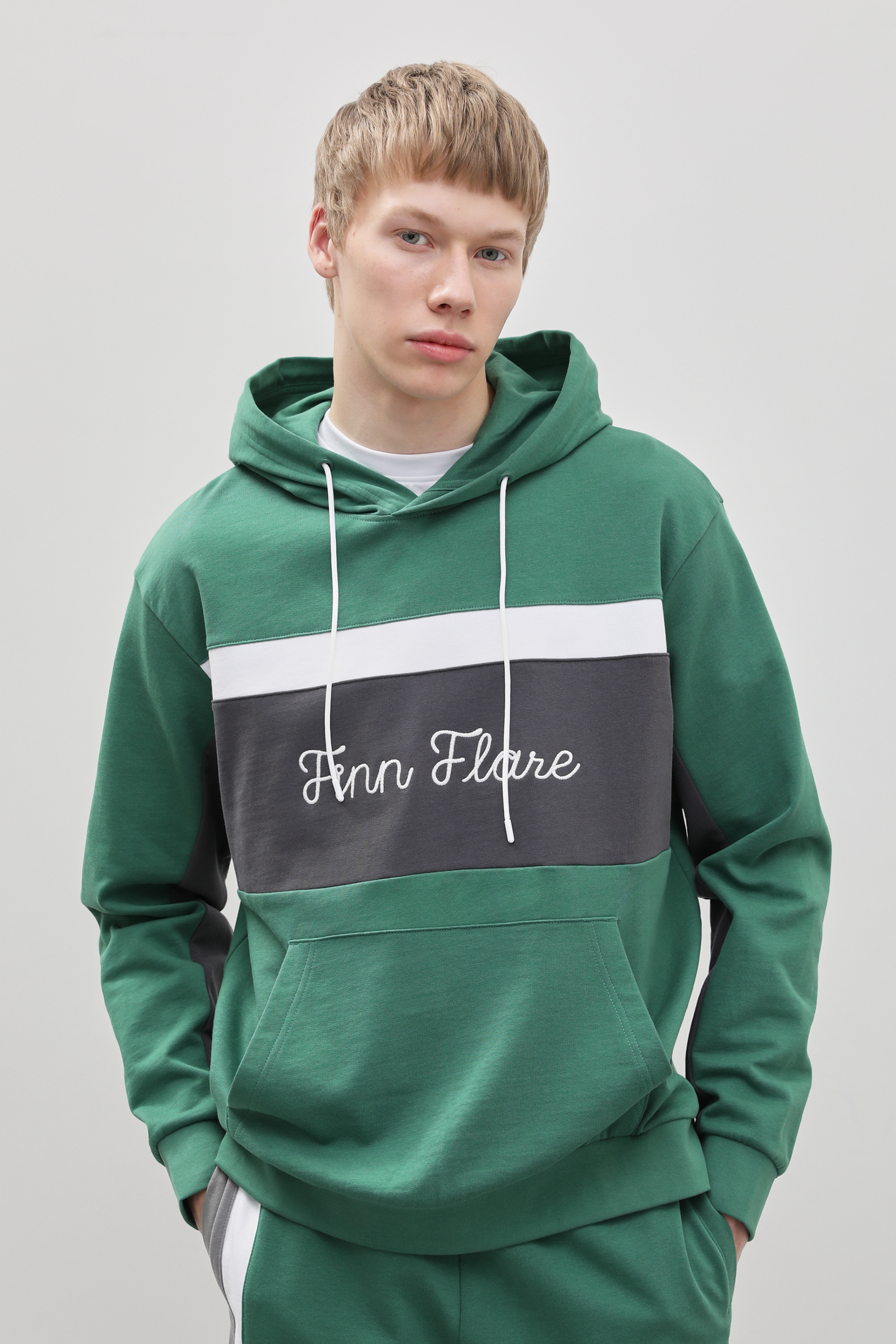

Худи мужское Finn Flare FBD210112 зеленое M, FBD210112