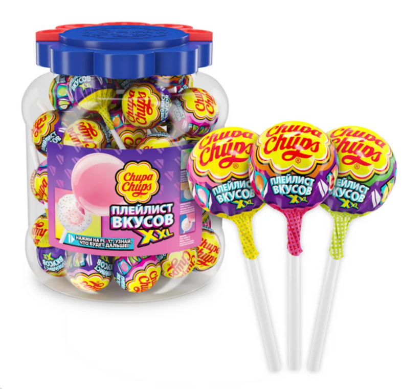 фото Карамель chupa chups плейлист вкусов xxl в банке, 60шт. по 29г.