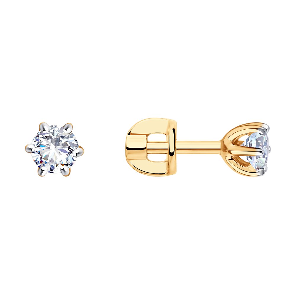 

Серьги-пусеты из красного золота с фианитом Diamant 31-122-01002-1, 31-122-01002-1