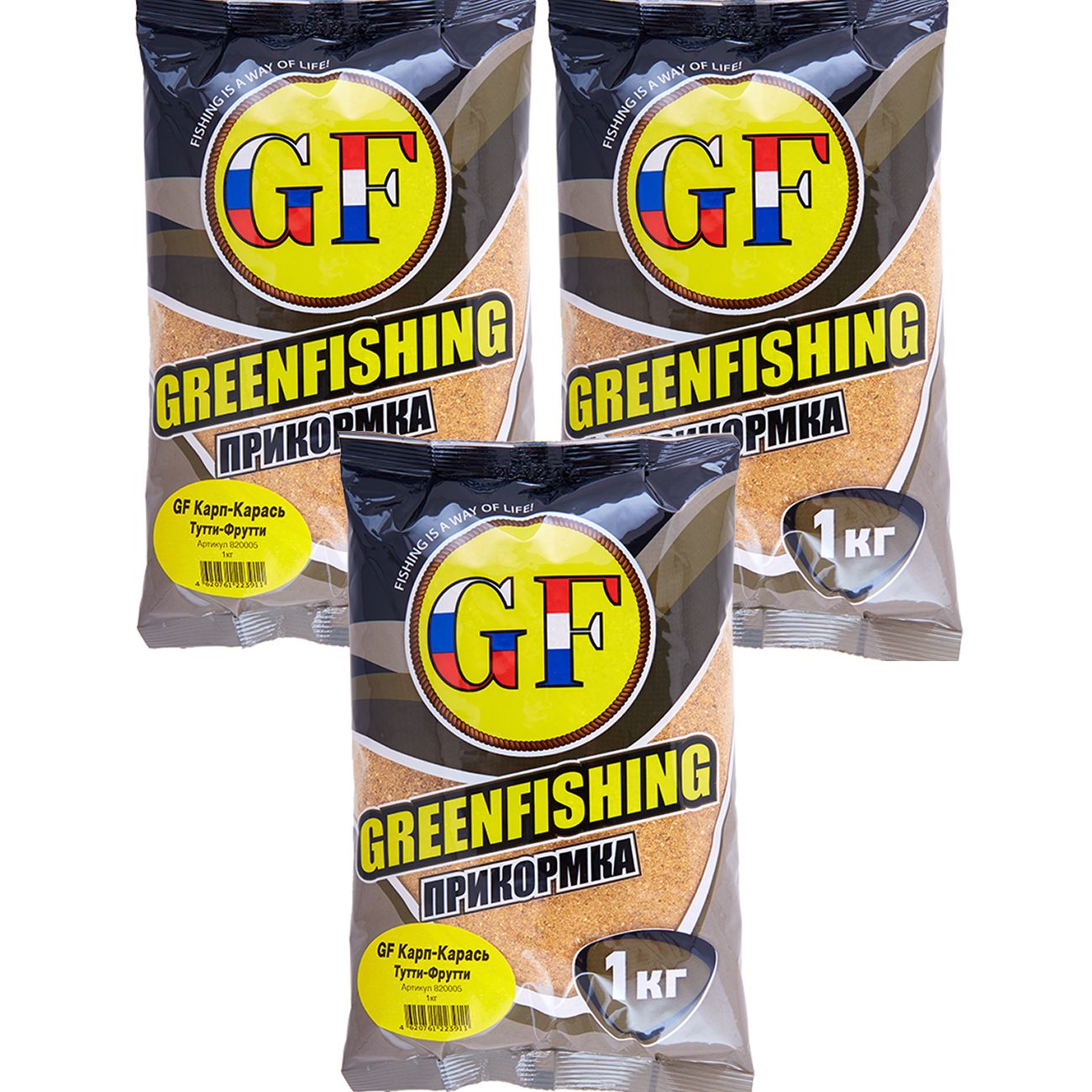 

Прикормка натуральная GreenFishing GF, Карп-Карась Тутти-Фрутти, 3 кг, GF