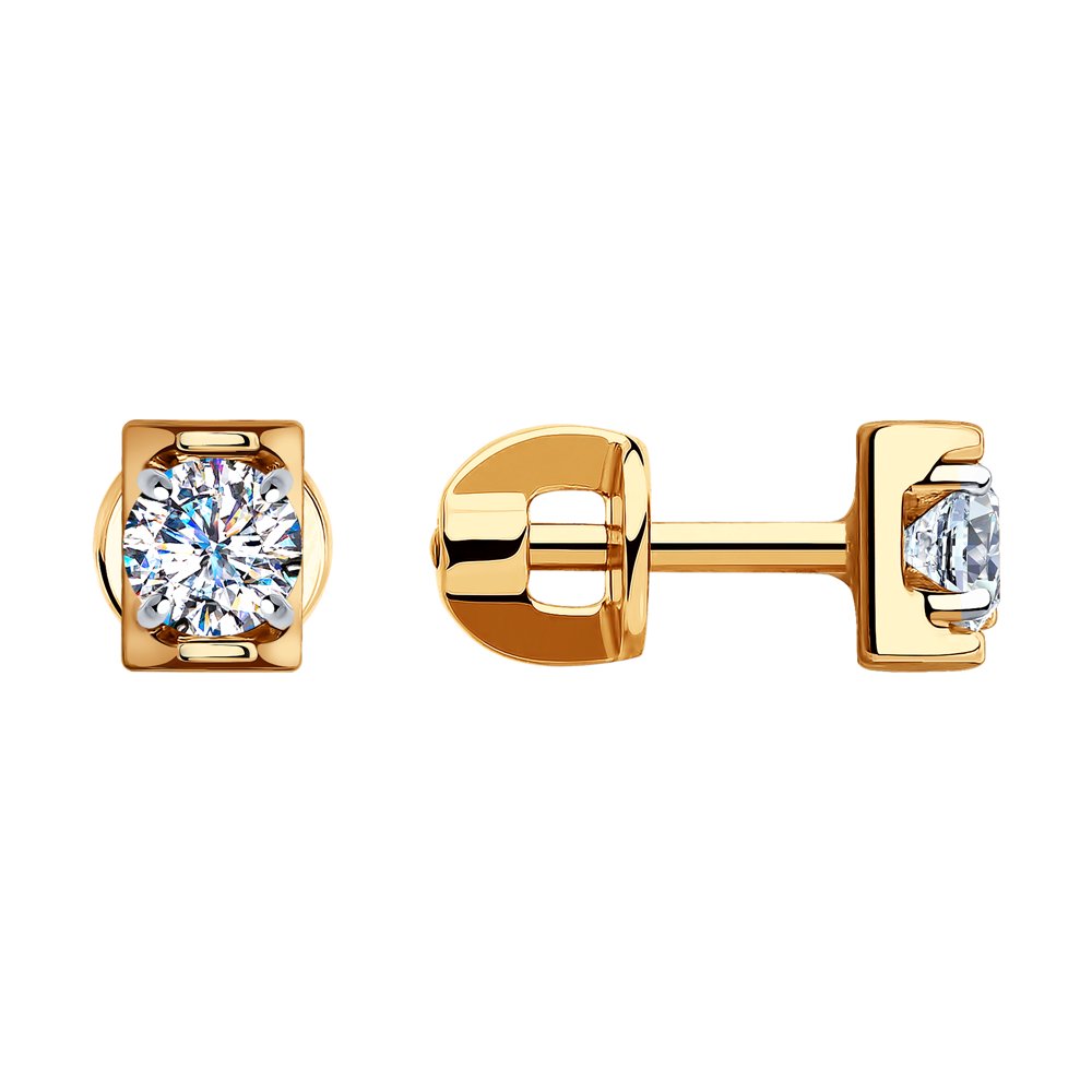 

Серьги-пусеты из красного золота с фианитом Diamant 51-122-00700-1, 51-122-00700-1