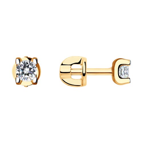 

Серьги-пусеты из красного золота с фианитом Diamant 51-122-00701-1, 51-122-00701-1