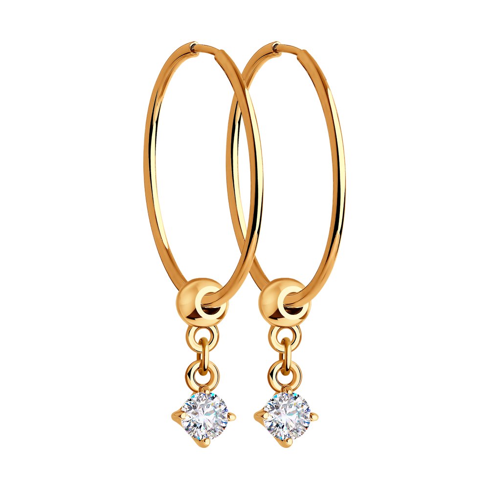 

Серьги из красного золота с фианитом Diamant 51-124-01191-1, 51-124-01191-1