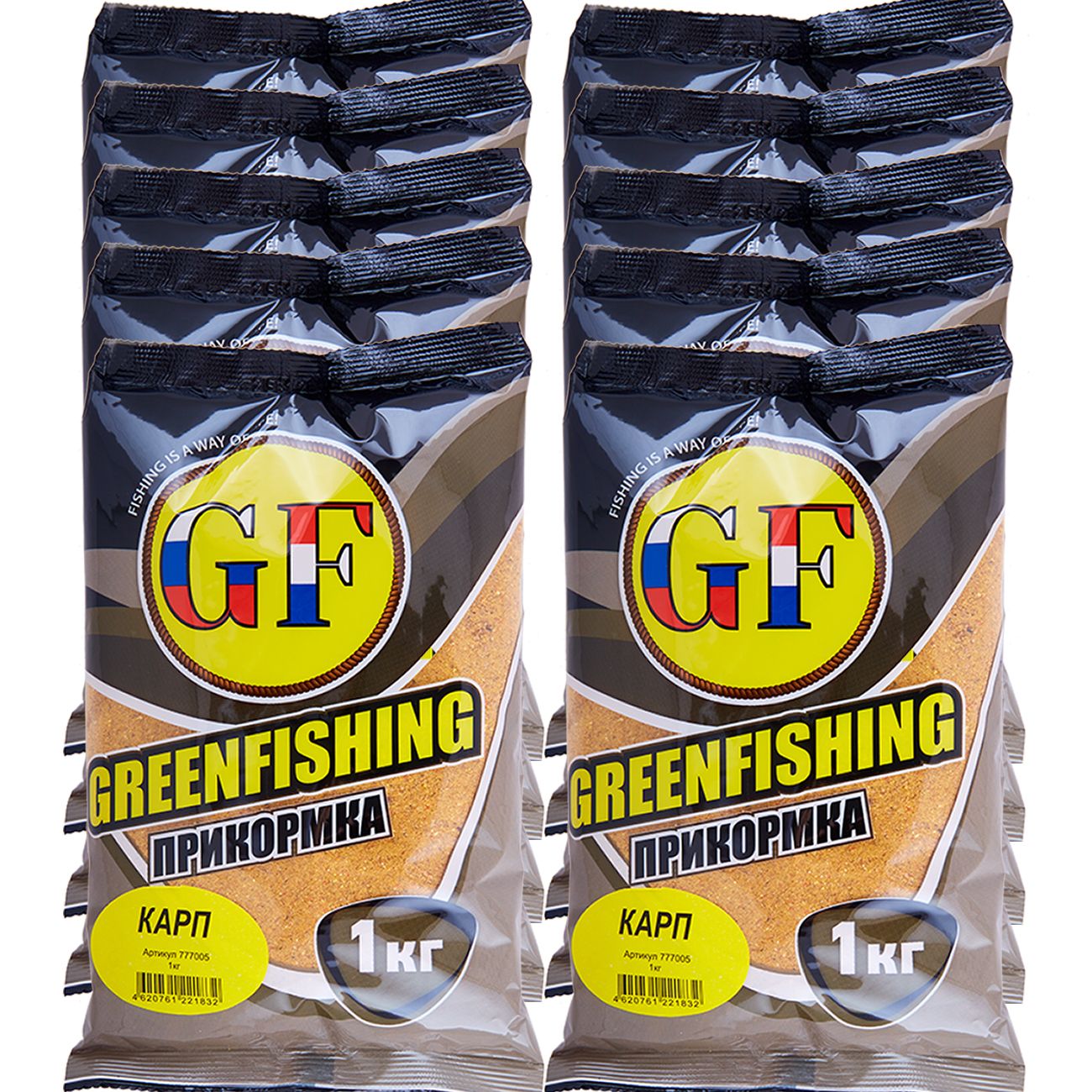 

Прикормка натуральная GreenFishing GF, Карп, 10 кг, GF