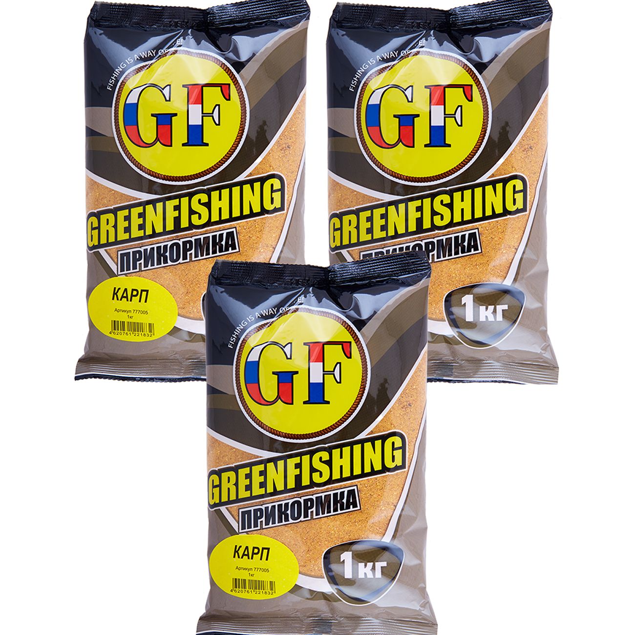 

Прикормка натуральная GreenFishing GF, Карп, 3 кг, GF