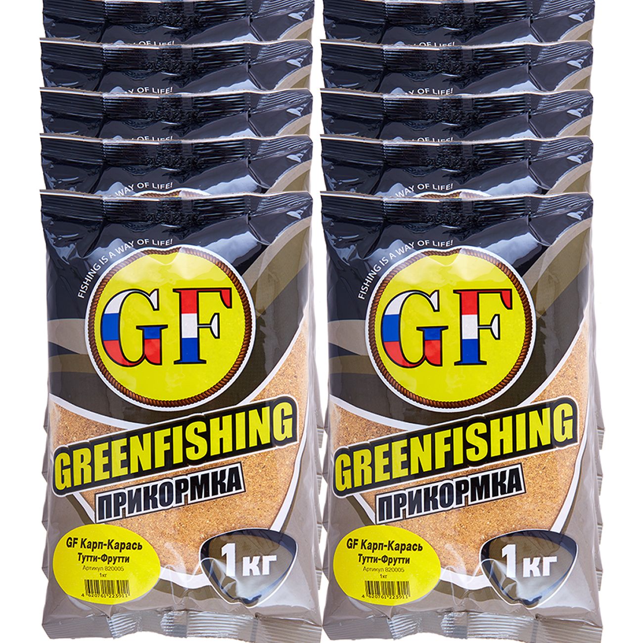 

Прикормка натуральная GreenFishing GF, Карп-Карась Тутти-Фрутти, 10 кг, GF