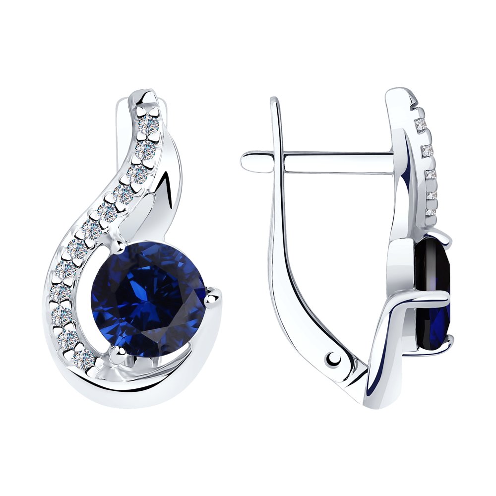 

Серьги из серебра с корундом искусственным/фианитом Diamant 94-320-00413-1, 94-320-00413-1