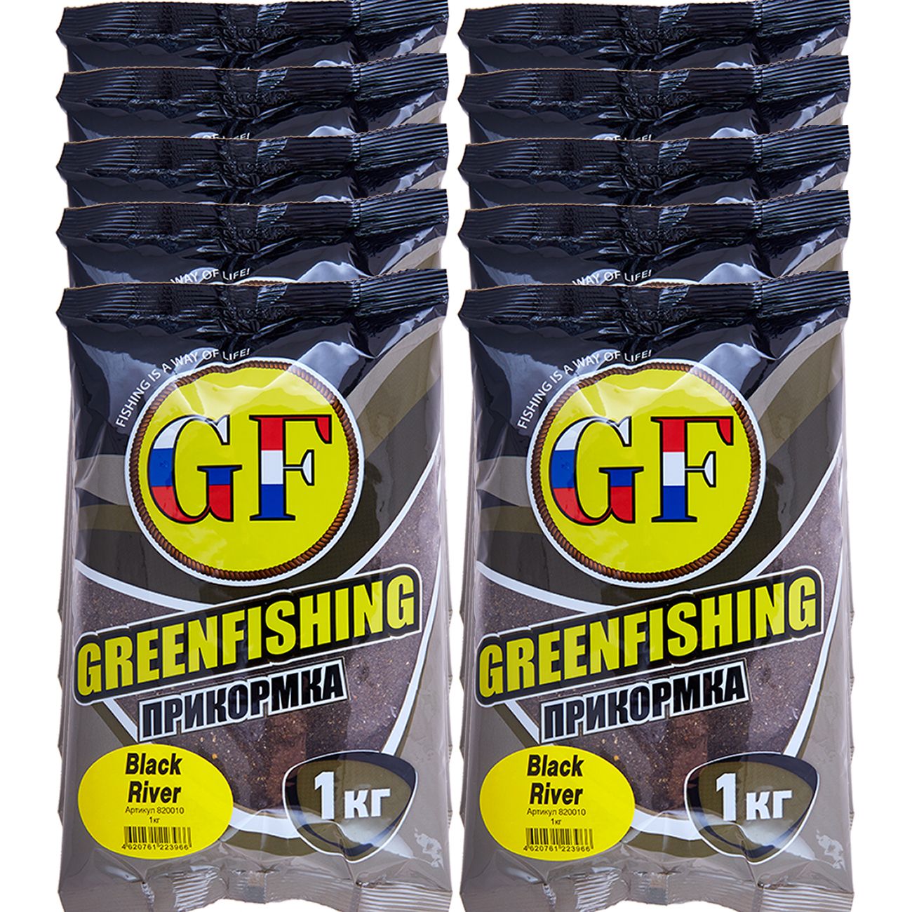 

Прикормка натуральная GreenFishing GF, Black River, 10 кг, GF