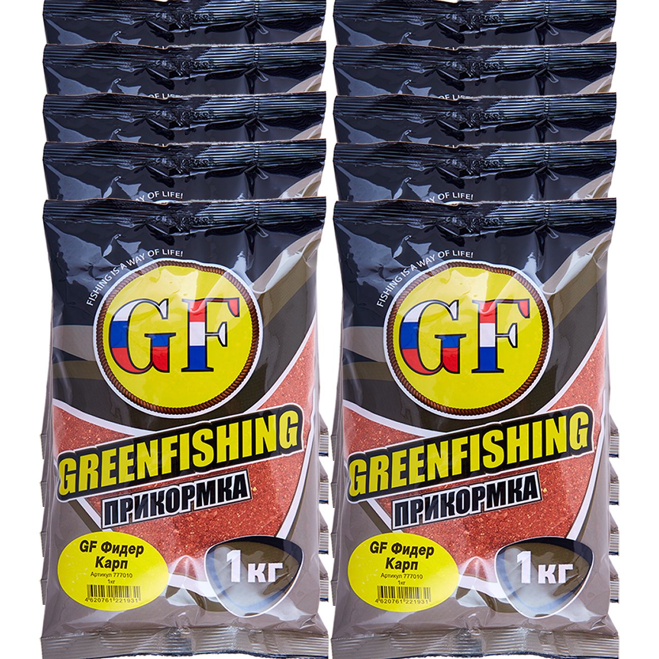 

Прикормка натуральная GreenFishing GF, Фидер Карп, 10 кг, GF