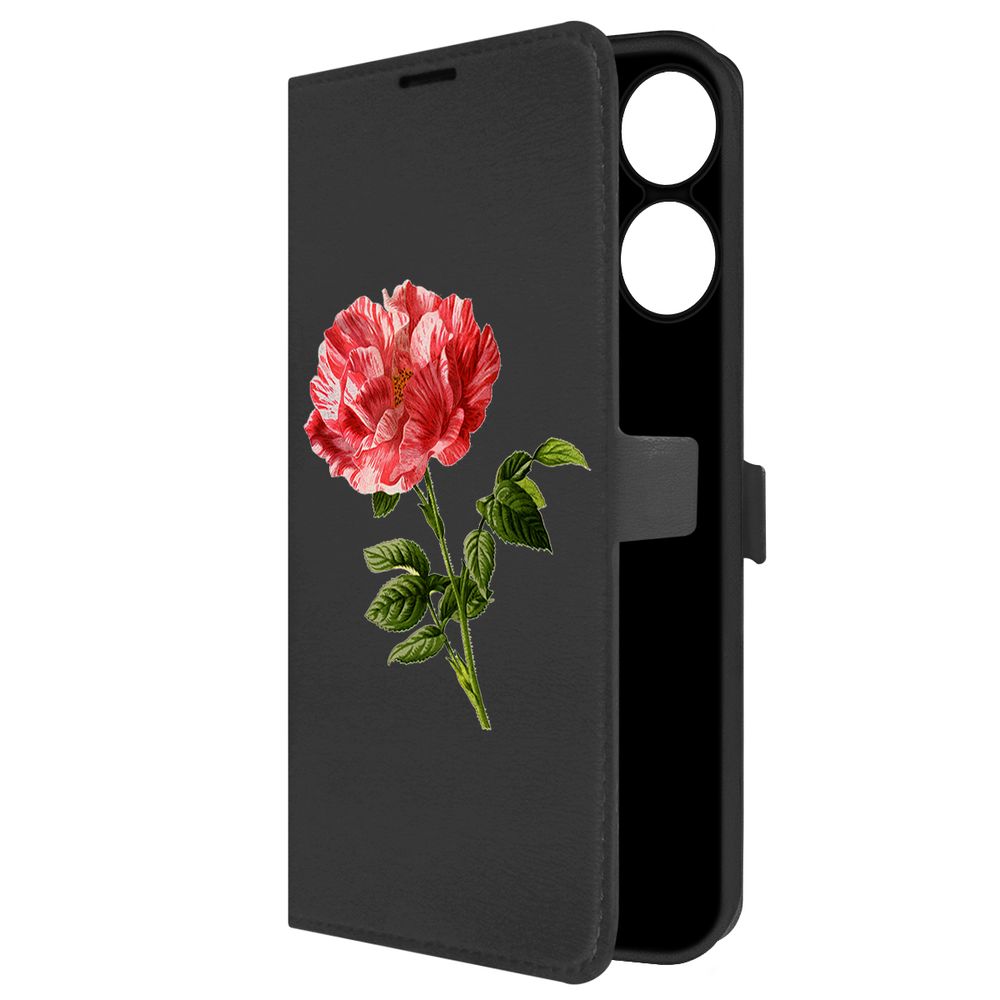 

Чехол-книжка Krutoff Eco Book для Realme Note 60 Рисованная роза (черный)