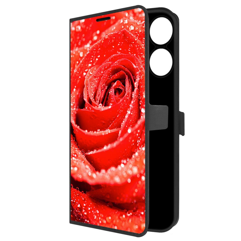 

Чехол-книжка Krutoff Eco Book для Realme Note 60 Роза (черный)