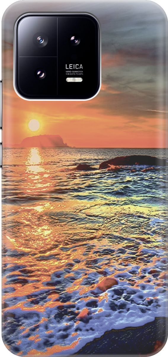 

Силиконовый чехол на Xiaomi 13 с принтом "Закат на море", Белый;оранжевый, 159014