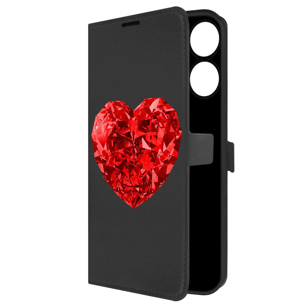 

Чехол-книжка Krutoff Eco Book для Realme Note 60 Рубиновое сердце (черный)