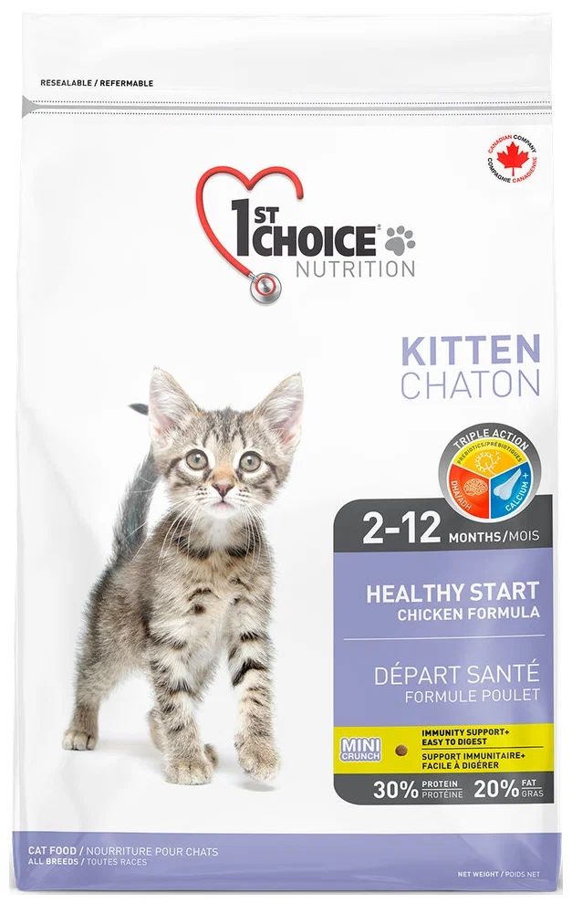 Сухой корм для котят 1st Choice Kitten Здоровый старт, курица, 2,72 кг