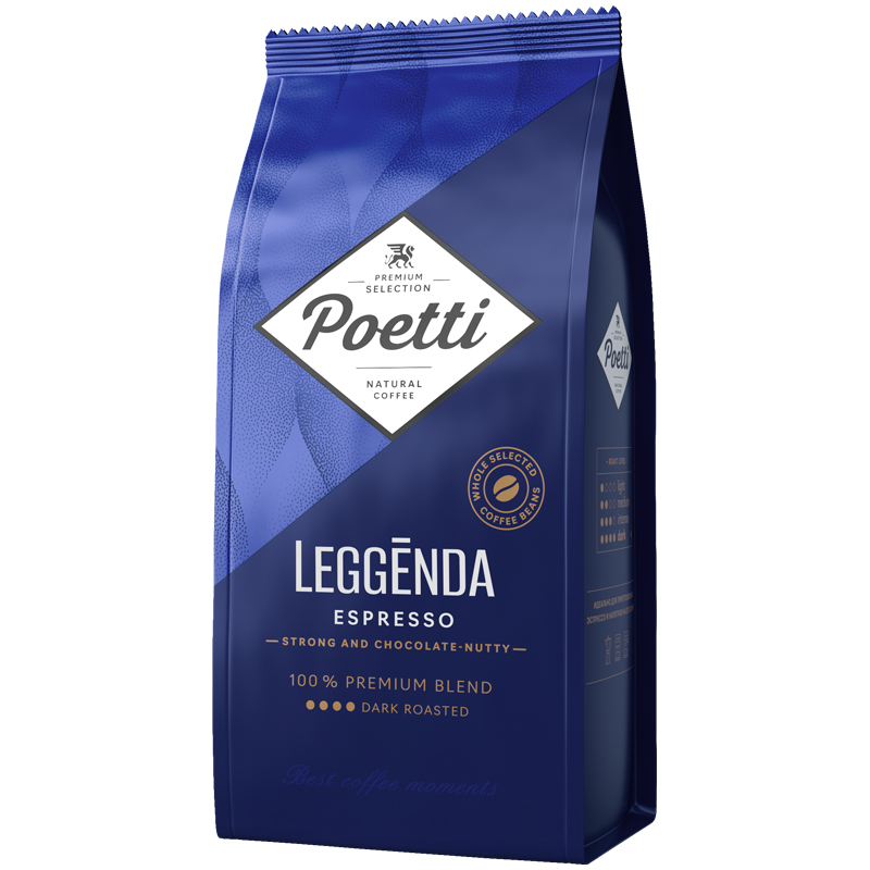 

Кофе в зернах Poetti "Leggenda Espresso", вакуумный пакет, 1кг