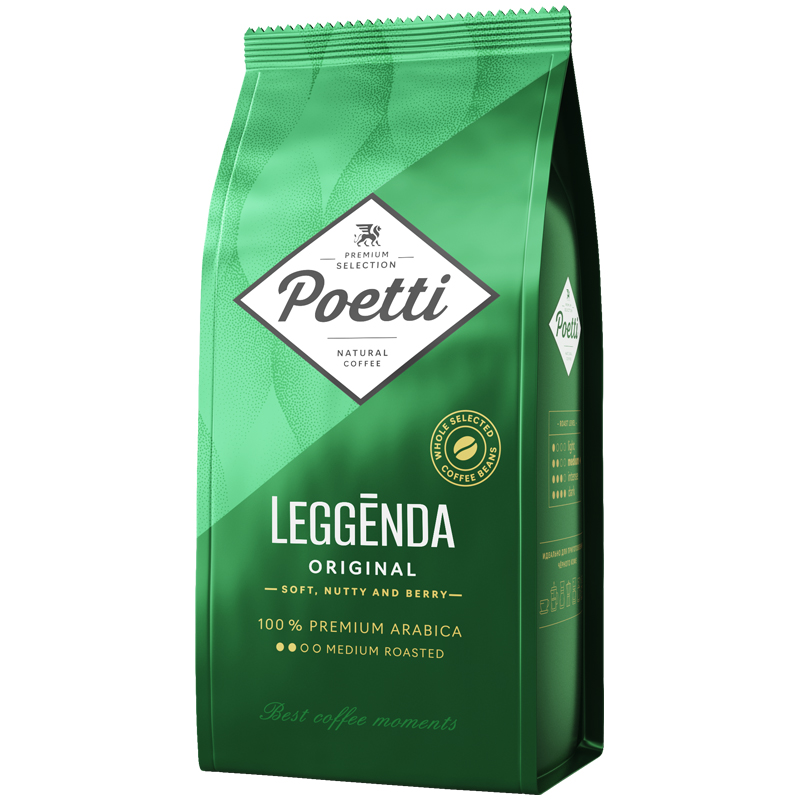 

Кофе в зернах Poetti "Leggenda Original", вакуумный пакет, 1кг