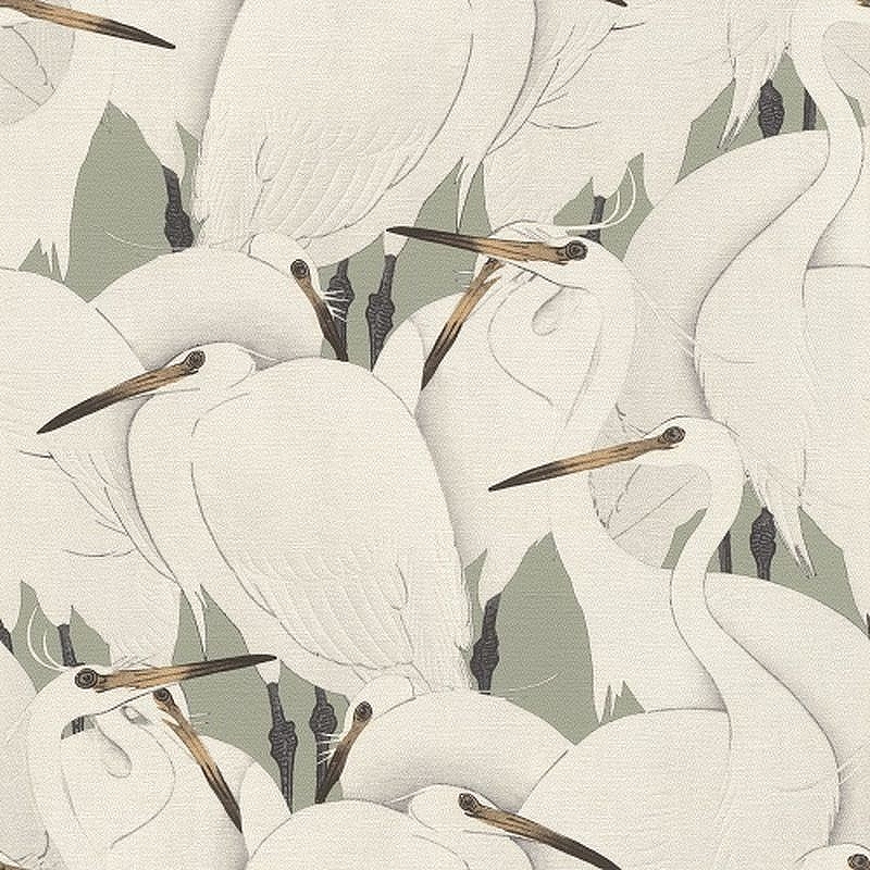 Обои RASCH Kimono 409543 Винил на флизелине (0,53х10,05) Белый/Серый, Птицы