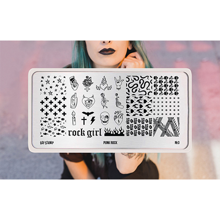 

Пластина для стемпинга Go!Stamp №03, Punk Rock, Серебристый