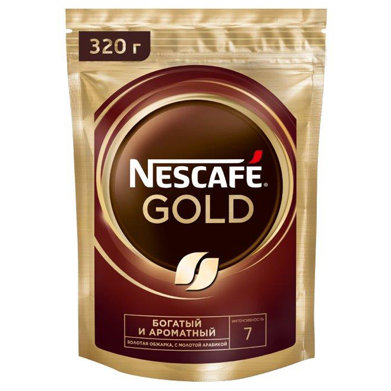 

Кофе растворимый Nescafe Gold, сублимированный, с молотым, тонкий помол, 320г