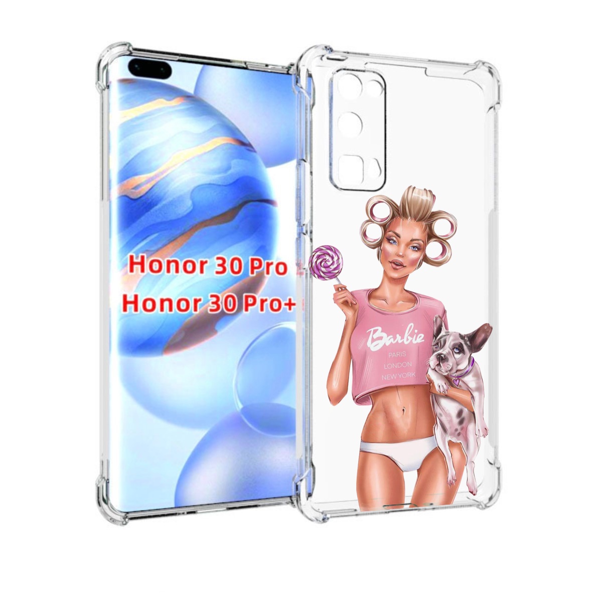 

Чехол бампер MyPads Барби-с-собачкой женский для Honor 30, Прозрачный, Tocco