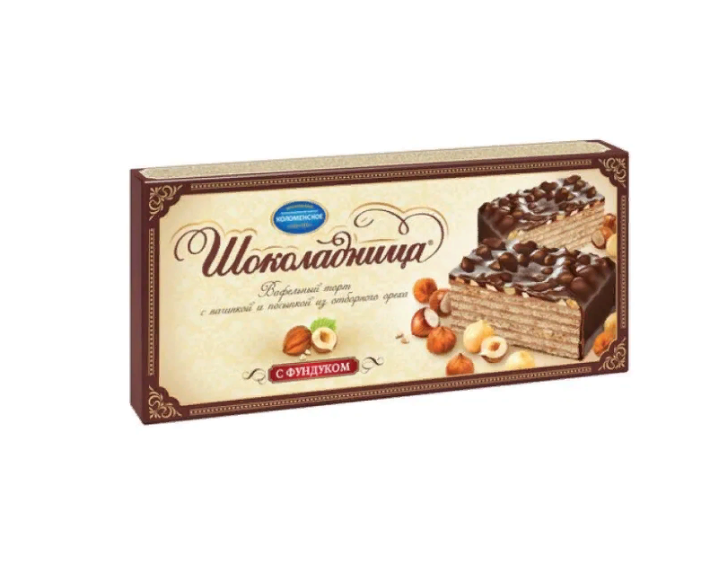 Торт ШОКОЛАДНИЦА с фундуком, вафельный, 230 г, картонная коробка, 781