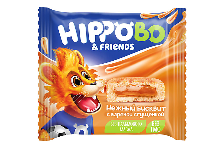 

«HIPPO BONDI & FRIENDS», бисквитное пирожное с вареной сгущенкой, 32 г (упаковка 12 шт.)