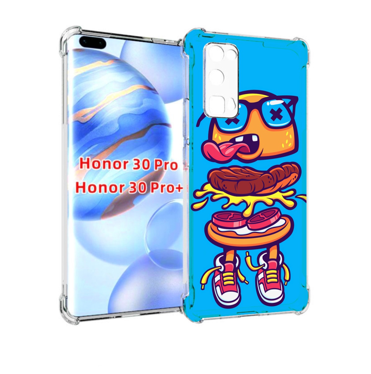 

Чехол бампер MyPads Бургер с очками для Honor 30 Pro Honor, Прозрачный, Tocco