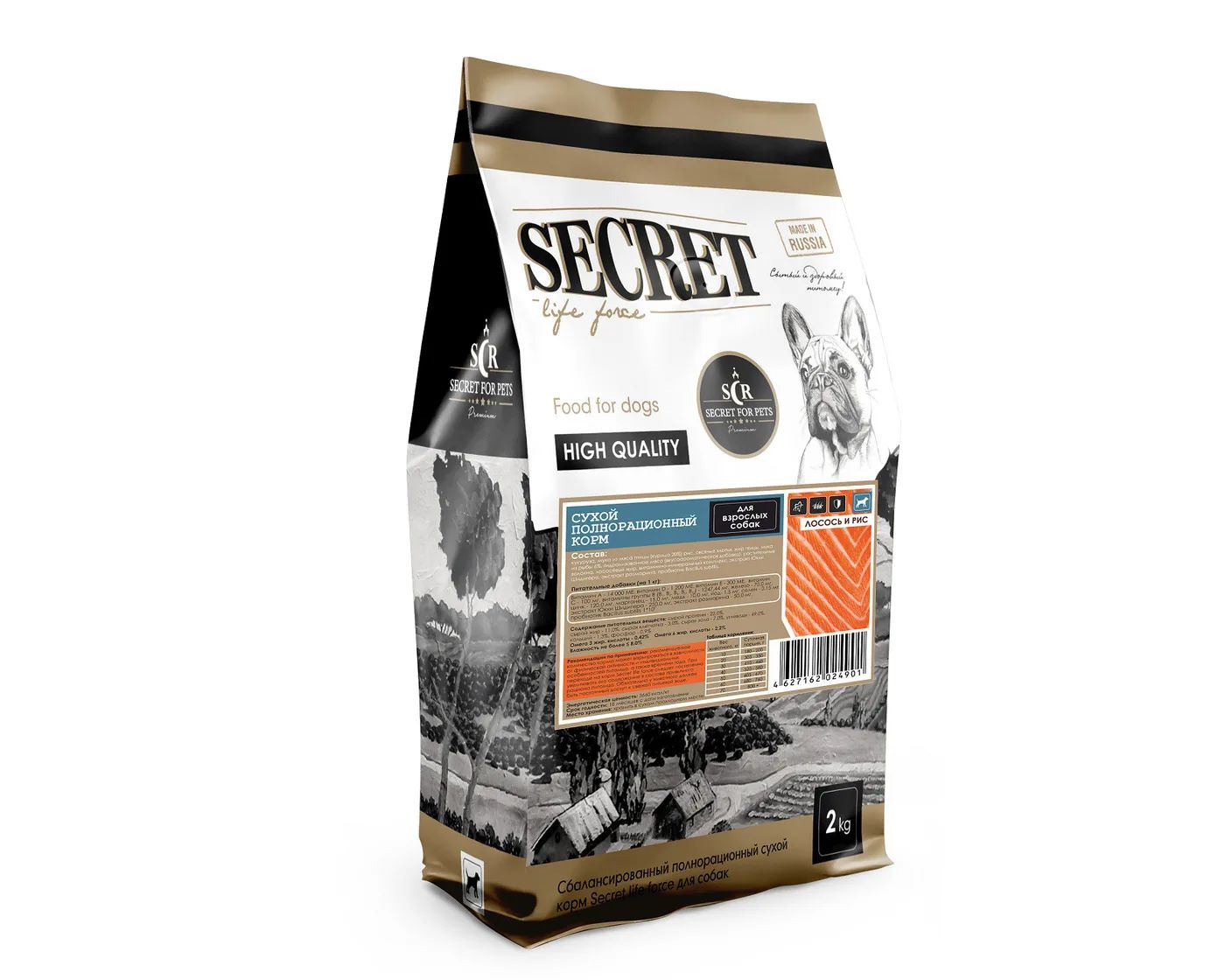 Сухой корм для собак Secret Life Forse лосось и рис 2 кг 1142₽