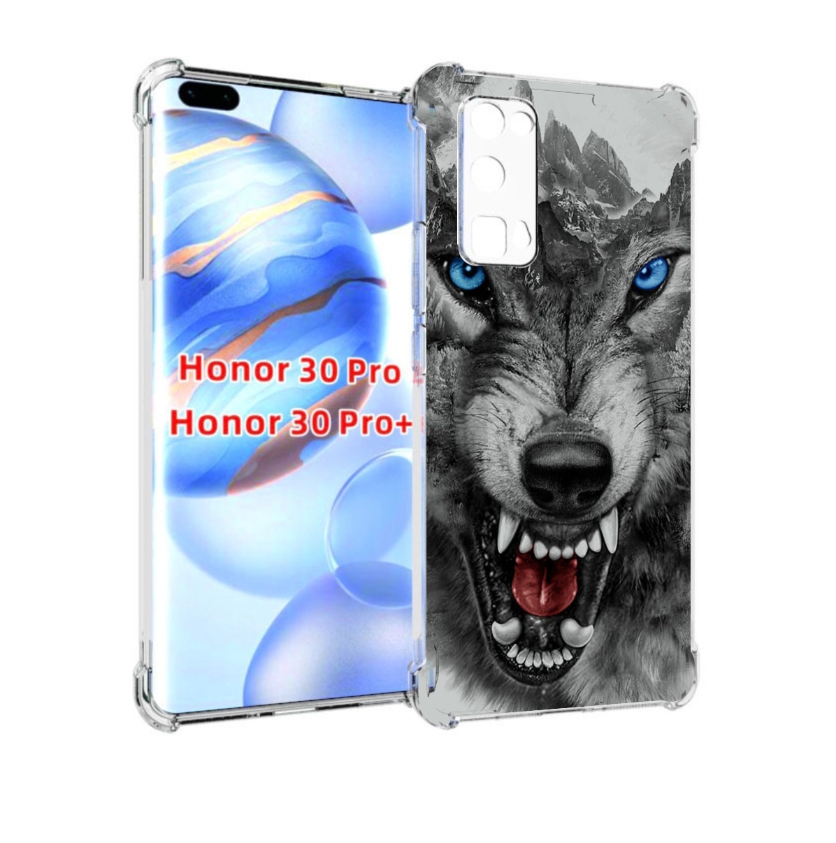 

Чехол бампер MyPads Волк-частица мужской для Honor 30 Pro, Прозрачный, Tocco