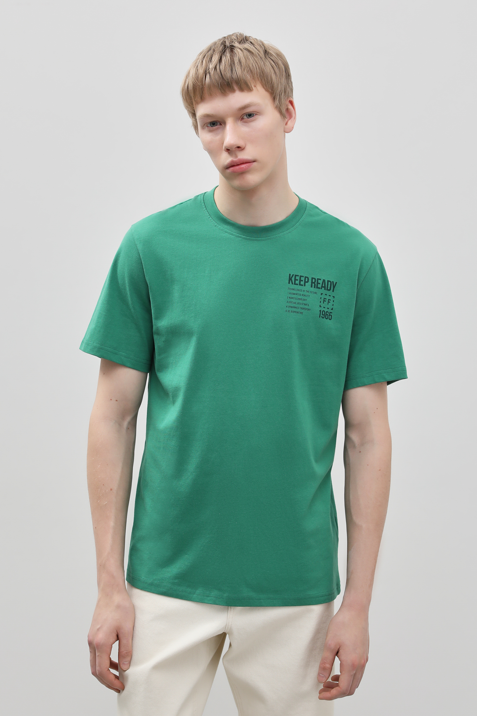

Футболка мужская Finn Flare FBD21064 зеленая M, Зеленый, FBD21064