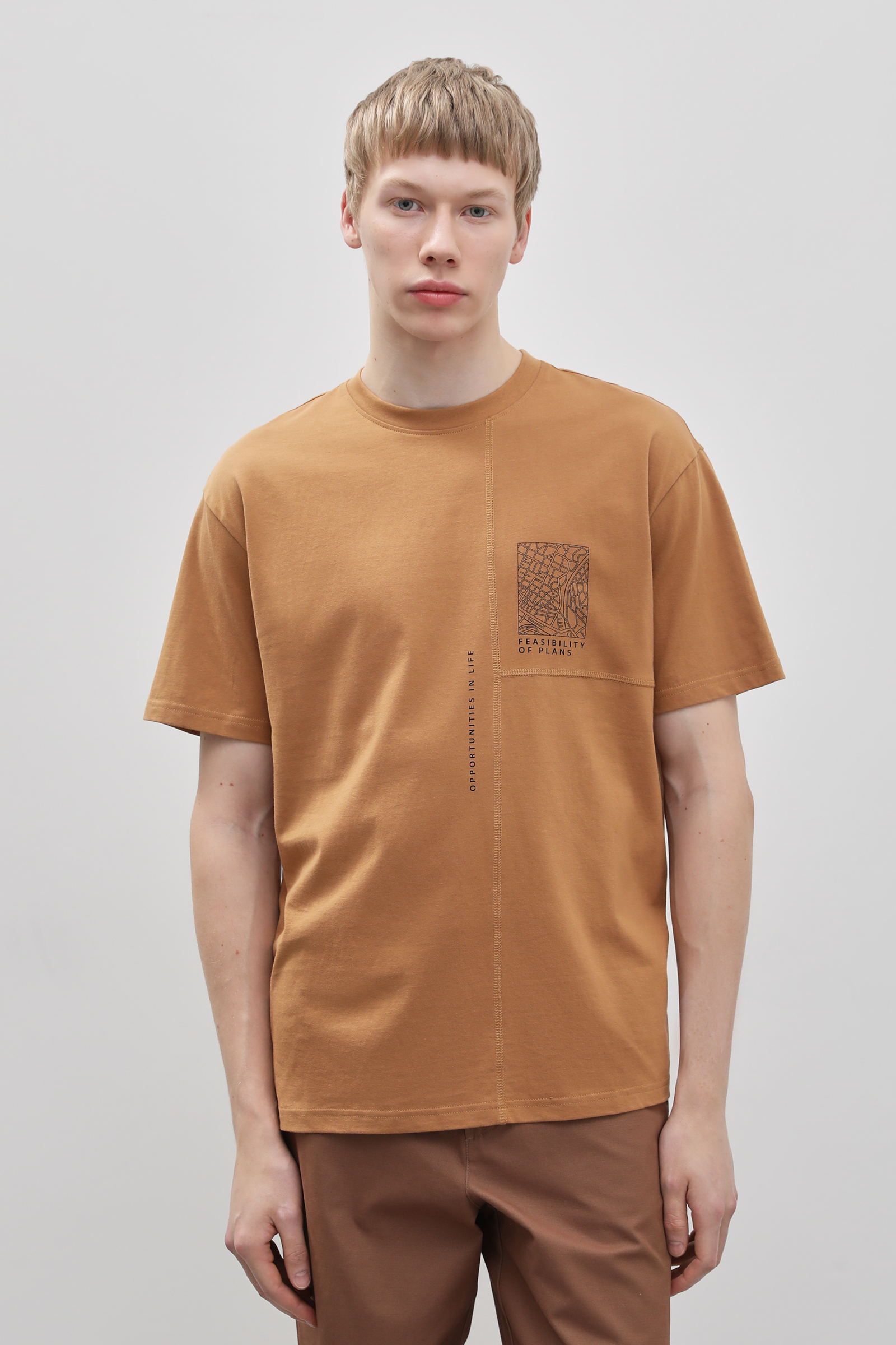 

Футболка мужская Finn Flare FBD21036 бежевая 2XL, FBD21036